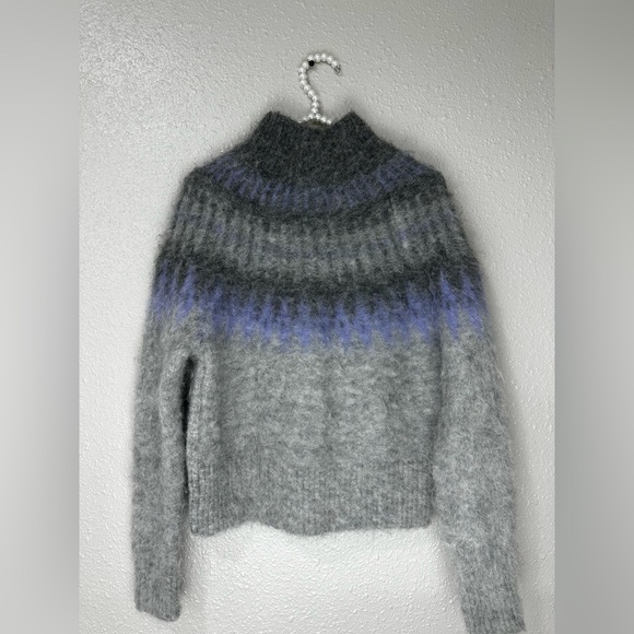 Banana Republic Womens Fair Isle Gray Mutli Alpaca Soft Funnel XS-S - Picture 9 of 12